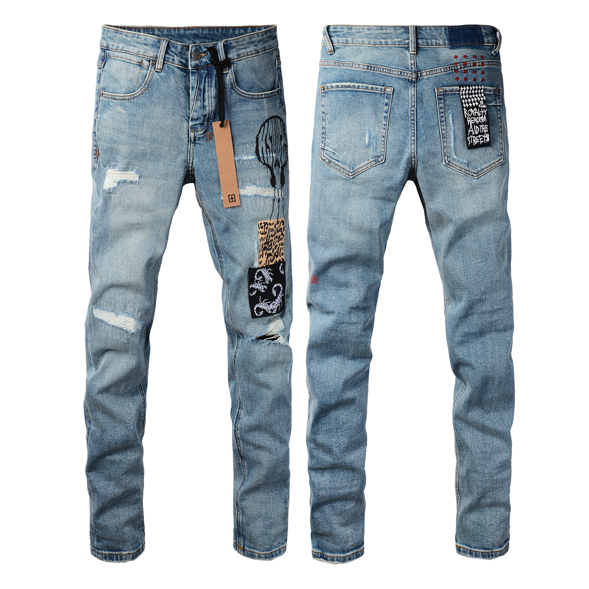 Jean skinny sculptant taille mi-haute UltraFlex avec détails audacieux de patch carré 3022