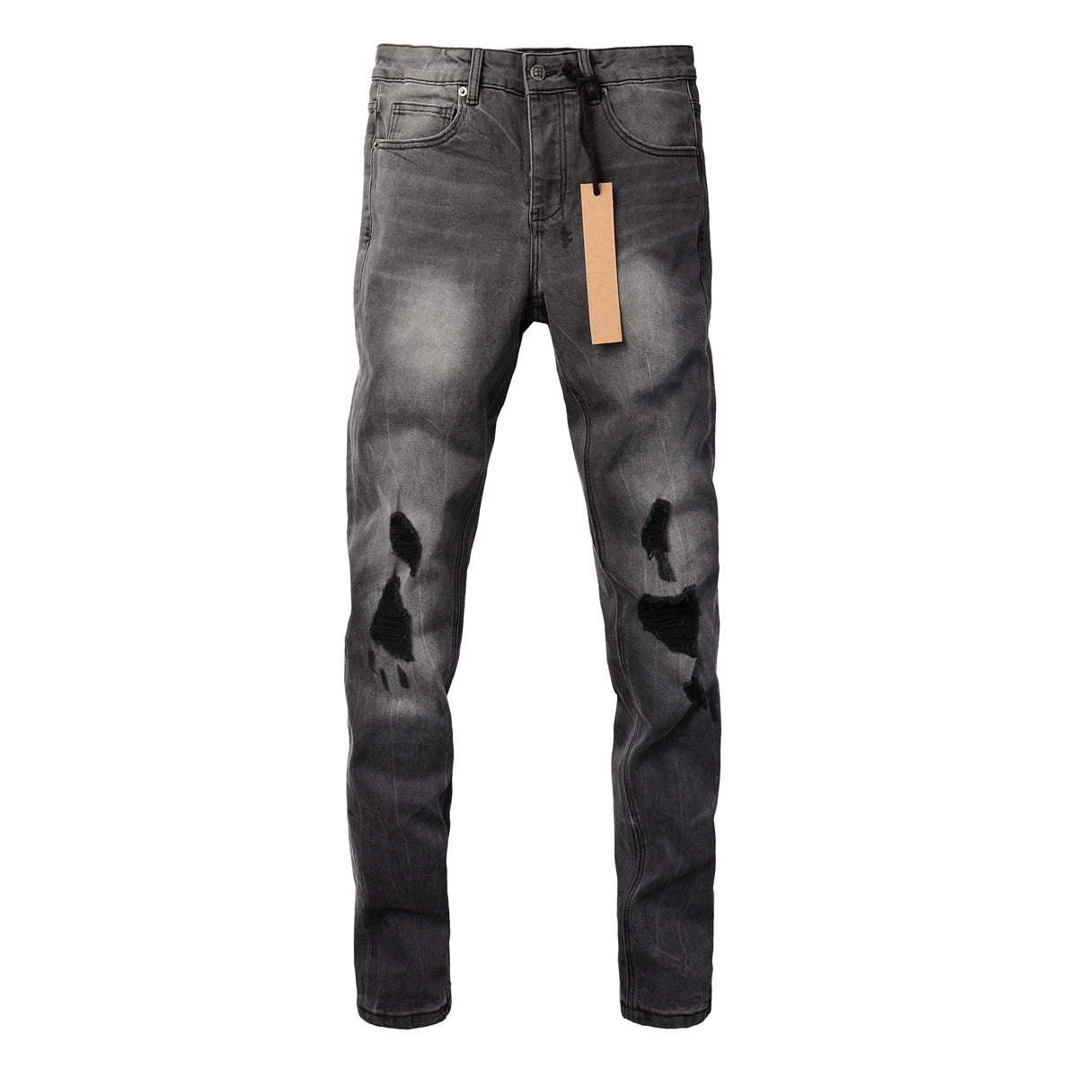 Jean déchiré gris urbain avec des accents de graffitis noirs audacieux 3003