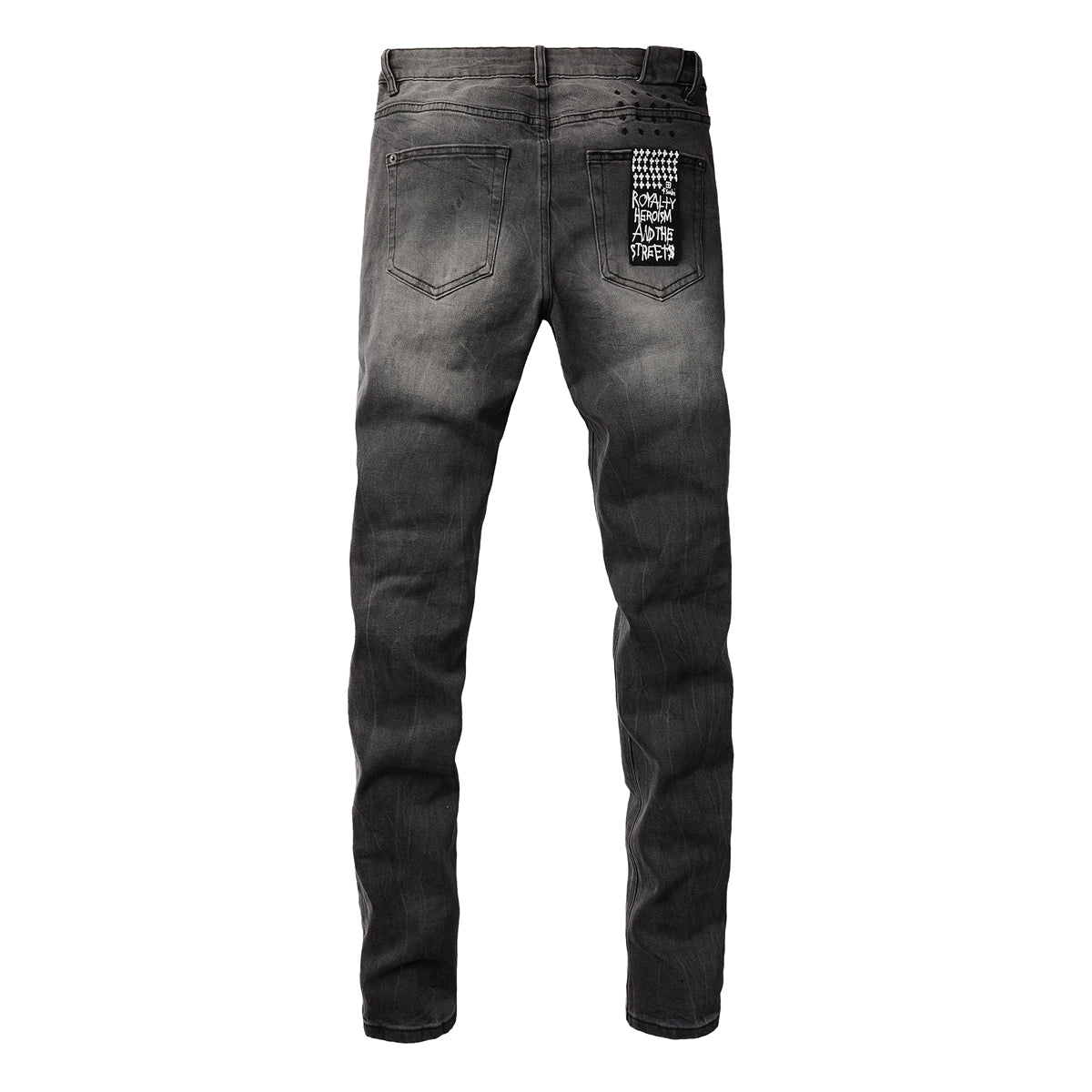 Jean déchiré gris urbain avec des accents de graffitis noirs audacieux 3003