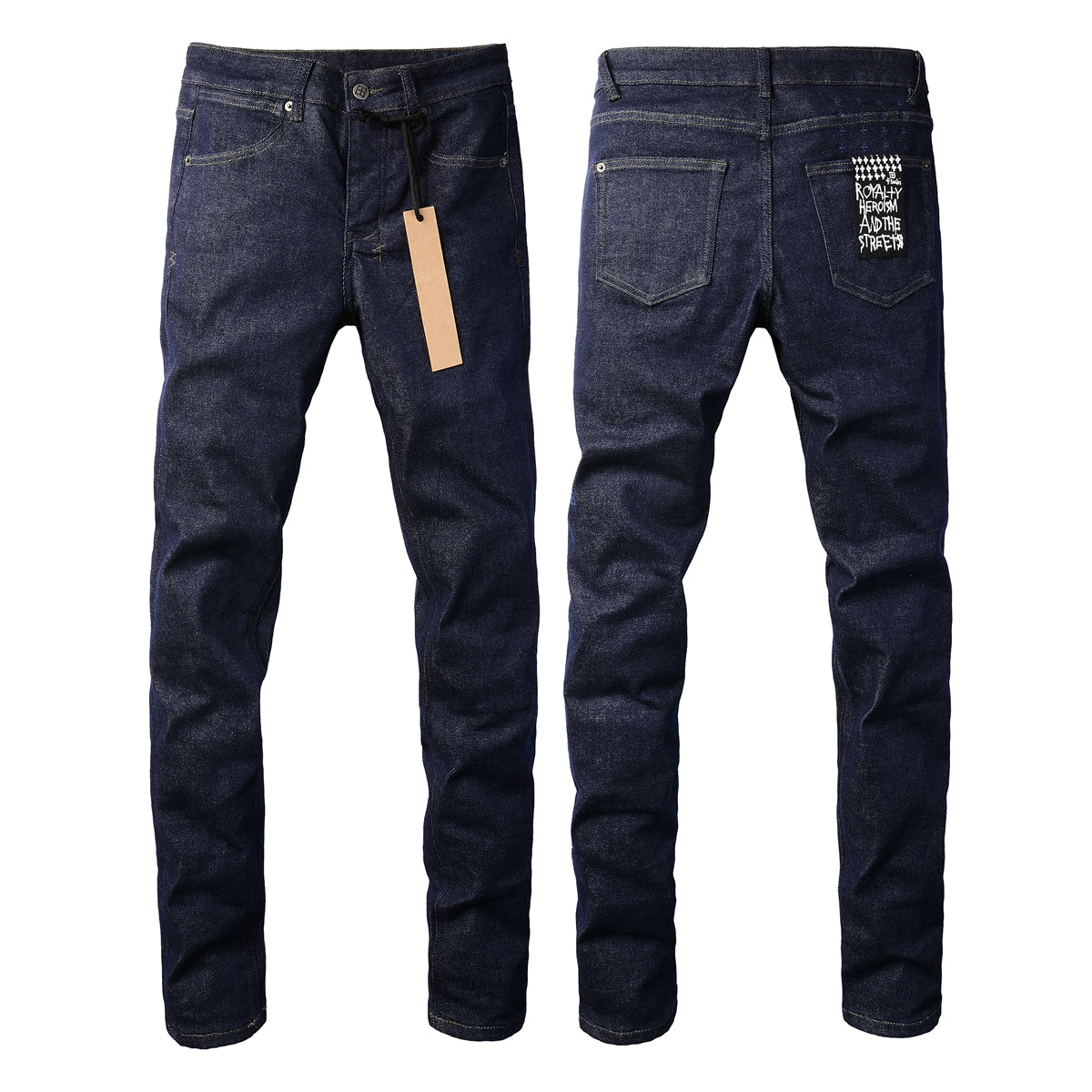 Jeans rectos azul marino con diseño minimalista 3011