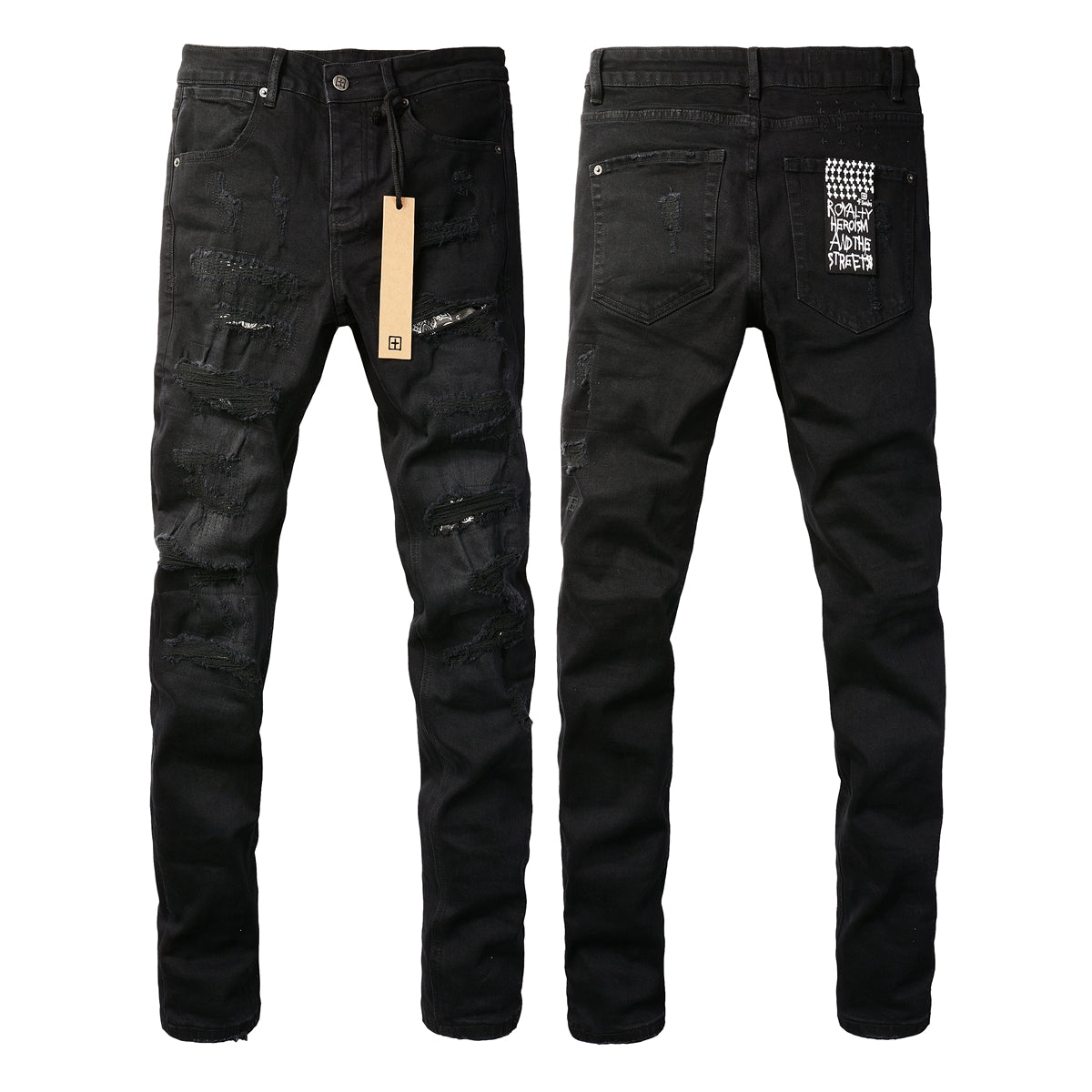 Jean Slim Noir de jais avec logo 3016