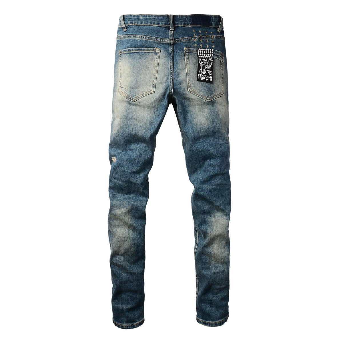 Jean skinny bleu classique déchiré au genou 3018