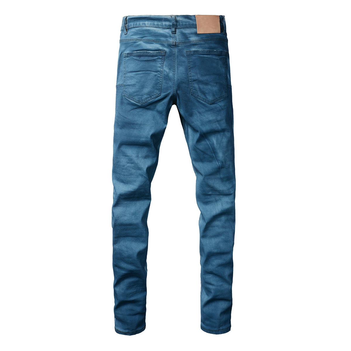 Men Classic Streetwear Jeans Washed Blue Clean Look Skinny Fit 9106