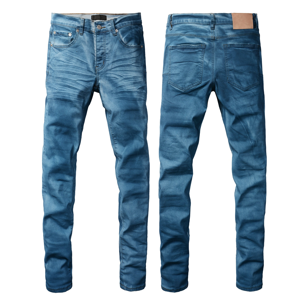 Men Classic Streetwear Jeans Washed Blue Clean Look Skinny Fit 9106