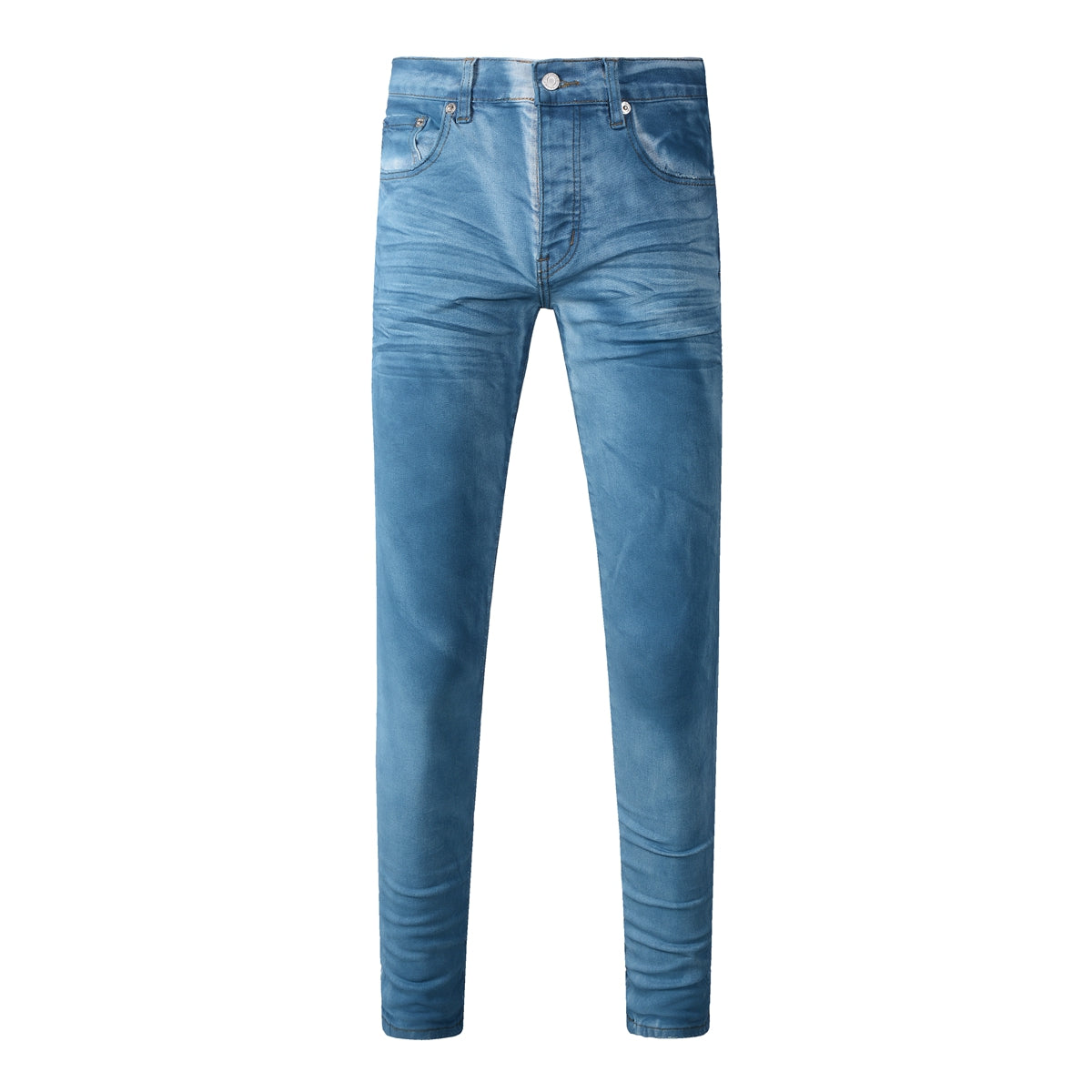 Men Classic Streetwear Jeans Washed Blue Clean Look Skinny Fit 9106