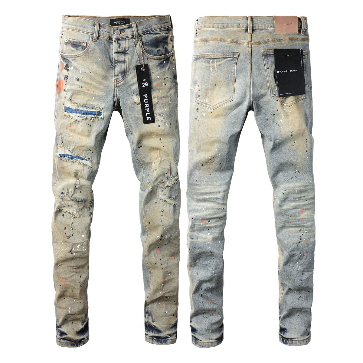 Jean noir élégant et vieilli 9071 avec détails déchirés tendance