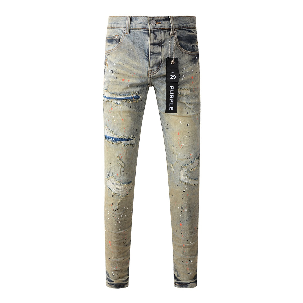 Jean noir élégant et vieilli 9071 avec détails déchirés tendance
