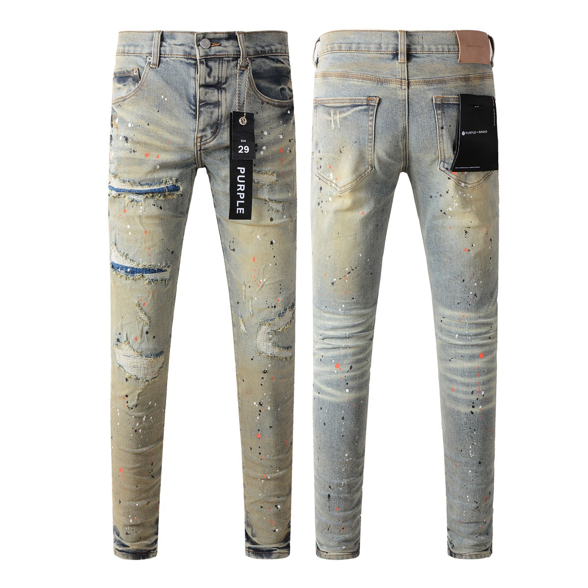 Jean noir élégant et vieilli 9071 avec détails déchirés tendance