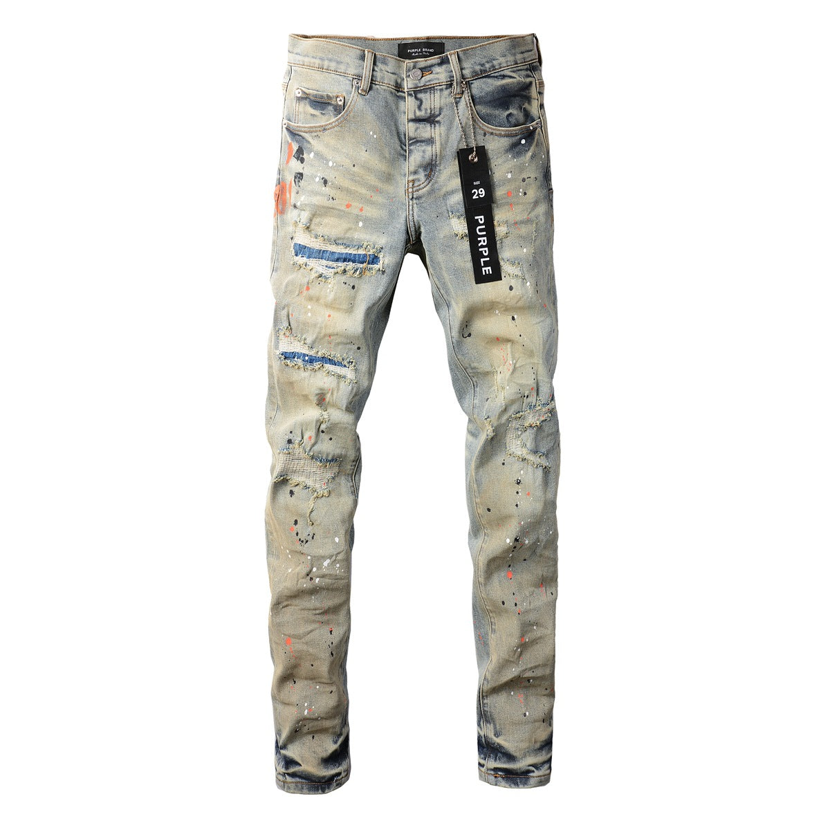 Jean noir élégant et vieilli 9071 avec détails déchirés tendance