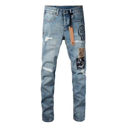 Jean skinny sculptant taille mi-haute UltraFlex avec détails audacieux de patch carré 3022 