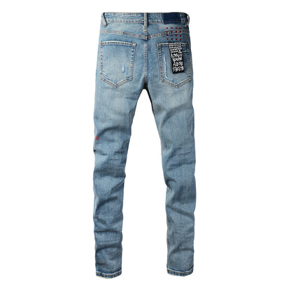 Jean skinny sculptant taille mi-haute UltraFlex avec détails audacieux de patch carré 3022 