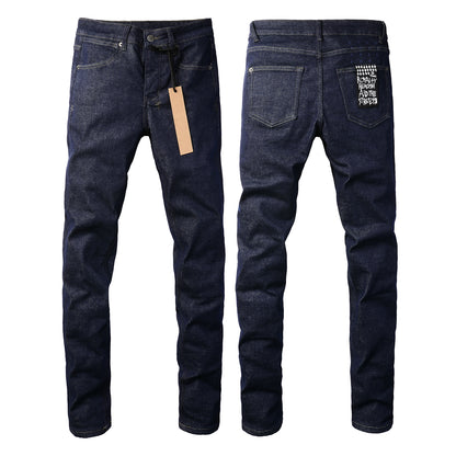 Jeans rectos azul marino con diseño minimalista 3011