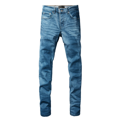 Men Classic Streetwear Jeans Washed Blue Clean Look Skinny Fit 9106
