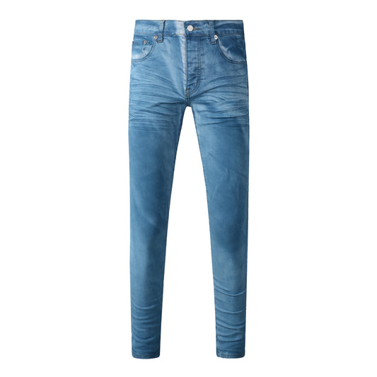Men Classic Streetwear Jeans Washed Blue Clean Look Skinny Fit 9106