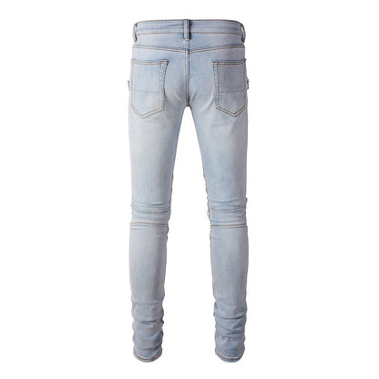 Jeans Retro Jeans Estilo Locomotora Jeans Slim para Hombre #6630 