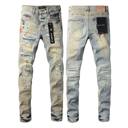 Stylish Black Distressed Jeans 9071 with Ripped Details