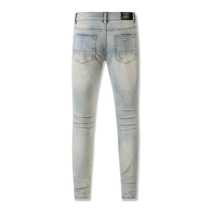 Vintage Washed Distressed Jeans with a Classic Ripped Design