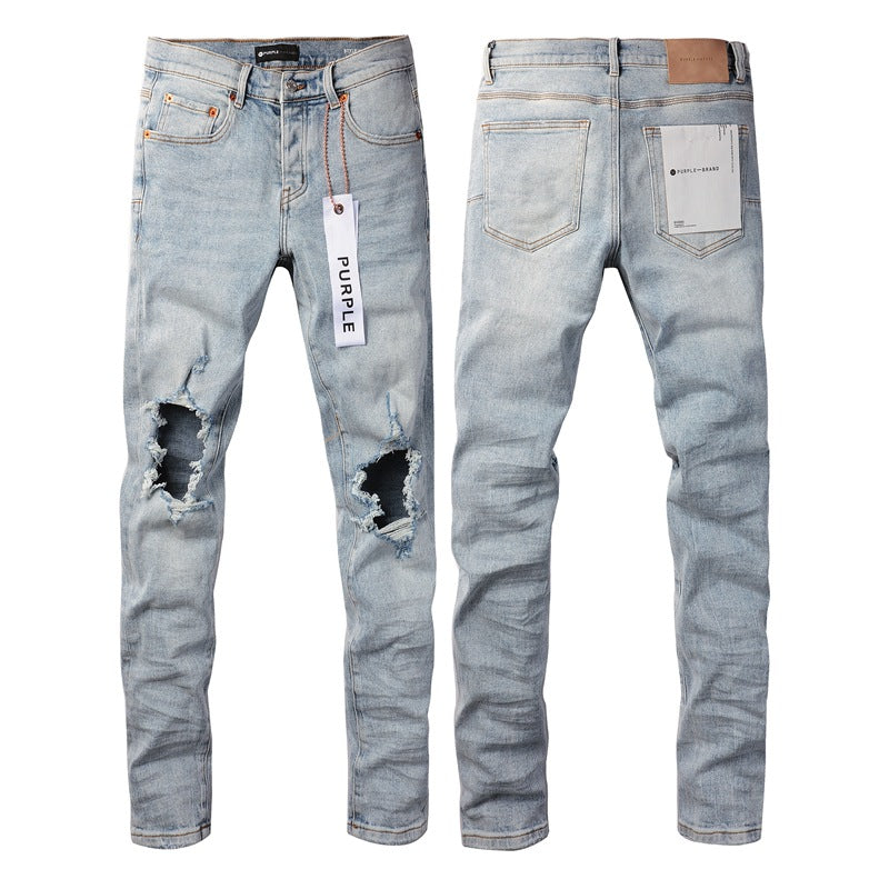 Light Blue Vintage Ripped Jeans