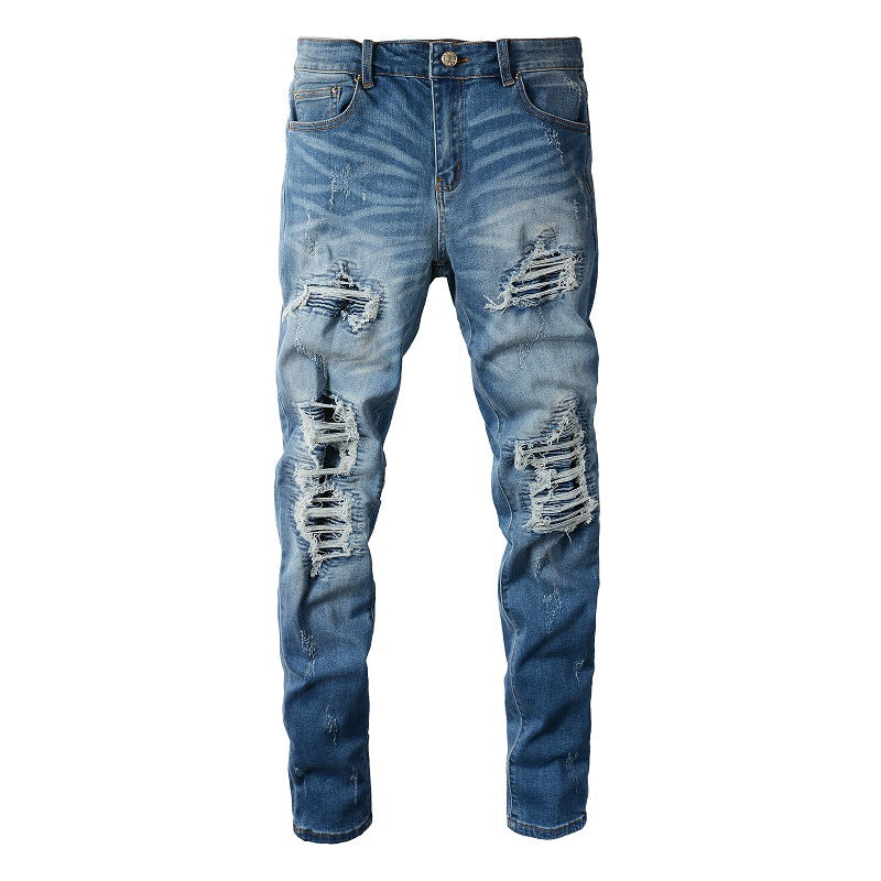 Jeans High Street pour hommes, jeans déchirés, version coréenne #6513 