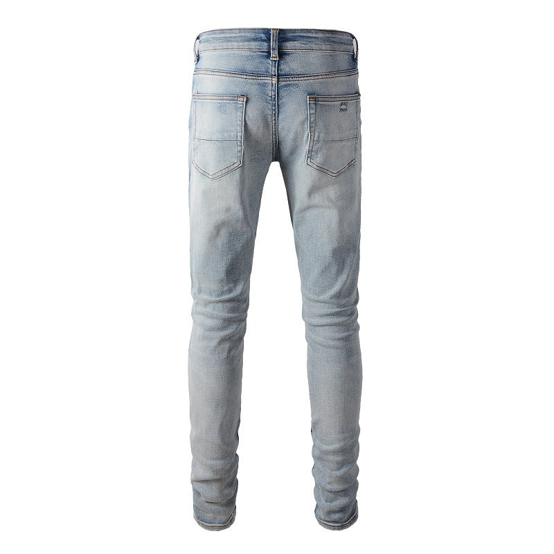 6602 High Street Jeans I Jeans de hombre azul claro versión coreana 