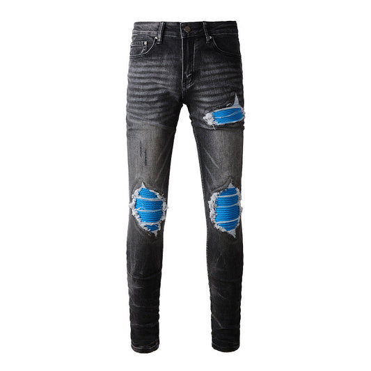 Jean slim déchiré bleu pour homme High Street Jeans #1337 