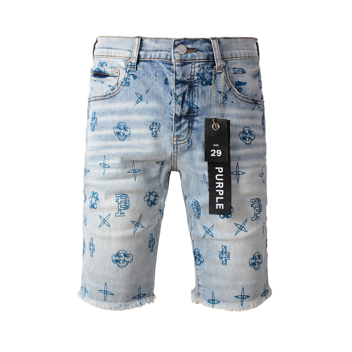 Short en jean bleu 5063 avec imprimé bleu 