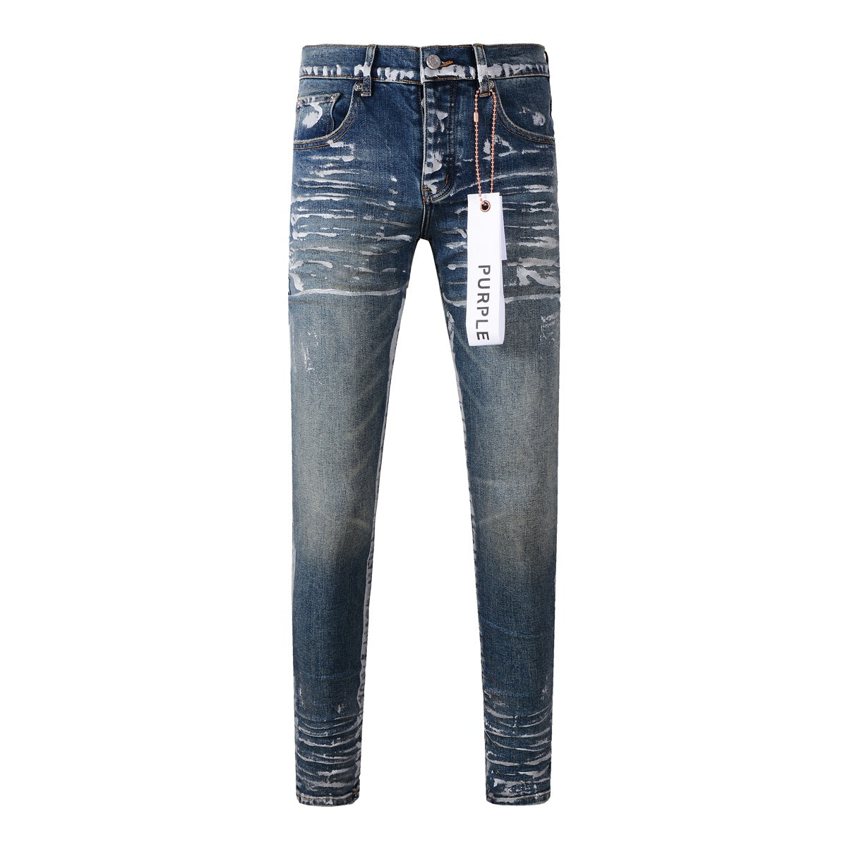 Pants Jeans With Light Dark Paint Distressed High 9040