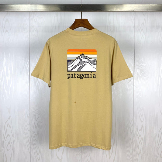 Foreign trade tide brand Patagonia behind the classic rainbow snow mountain, big logo pocket men's and women's short-sleeved T-shirt wholesale