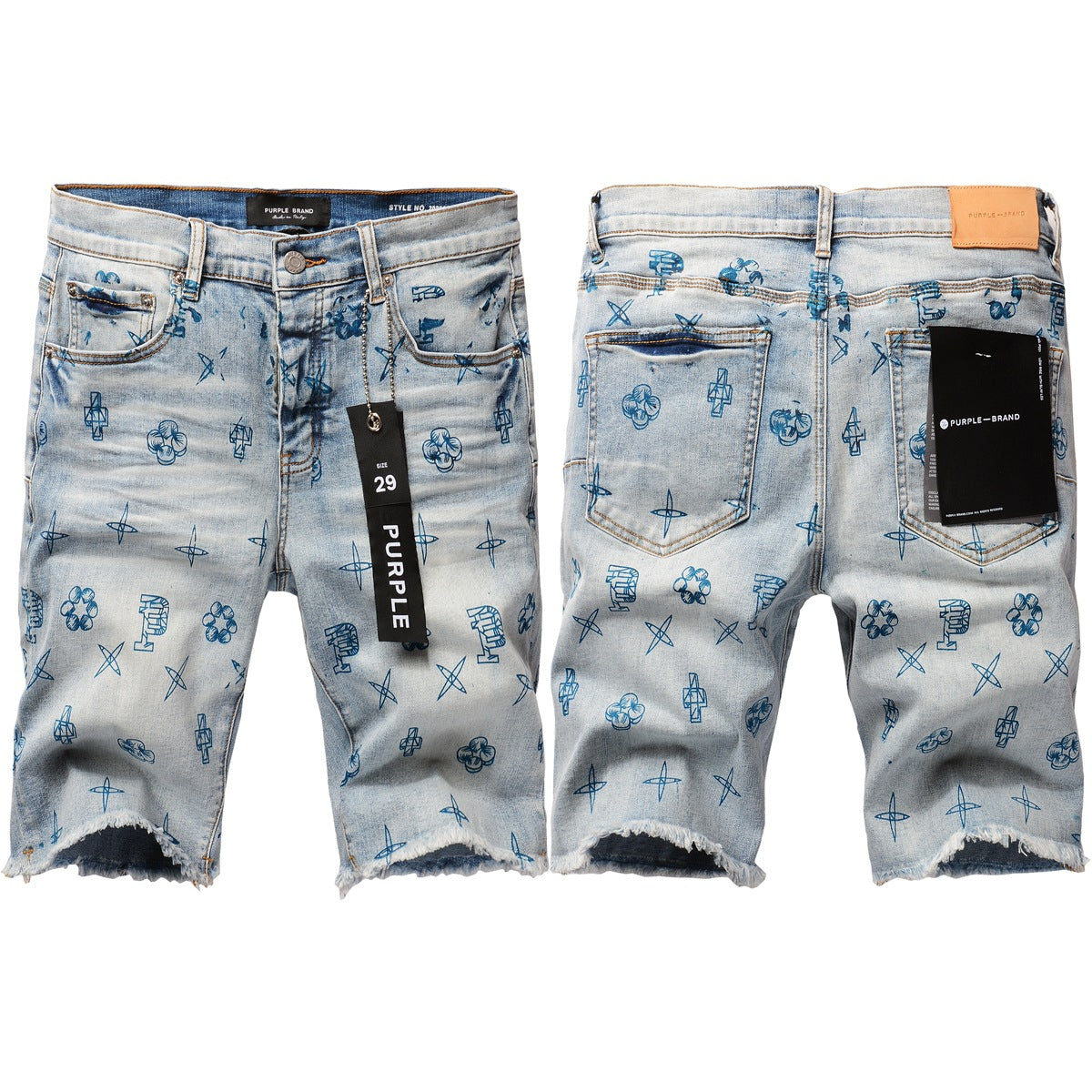 Short en jean bleu 5063 avec imprimé bleu 