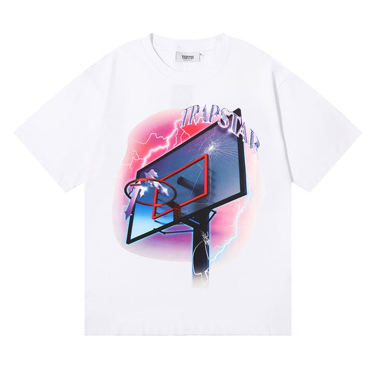 Niche Tide Brand Trapstar London Basketball Frame High Definition Printing Cotton Short-sleeved T-shirt Men's and Women's 2023 Tide