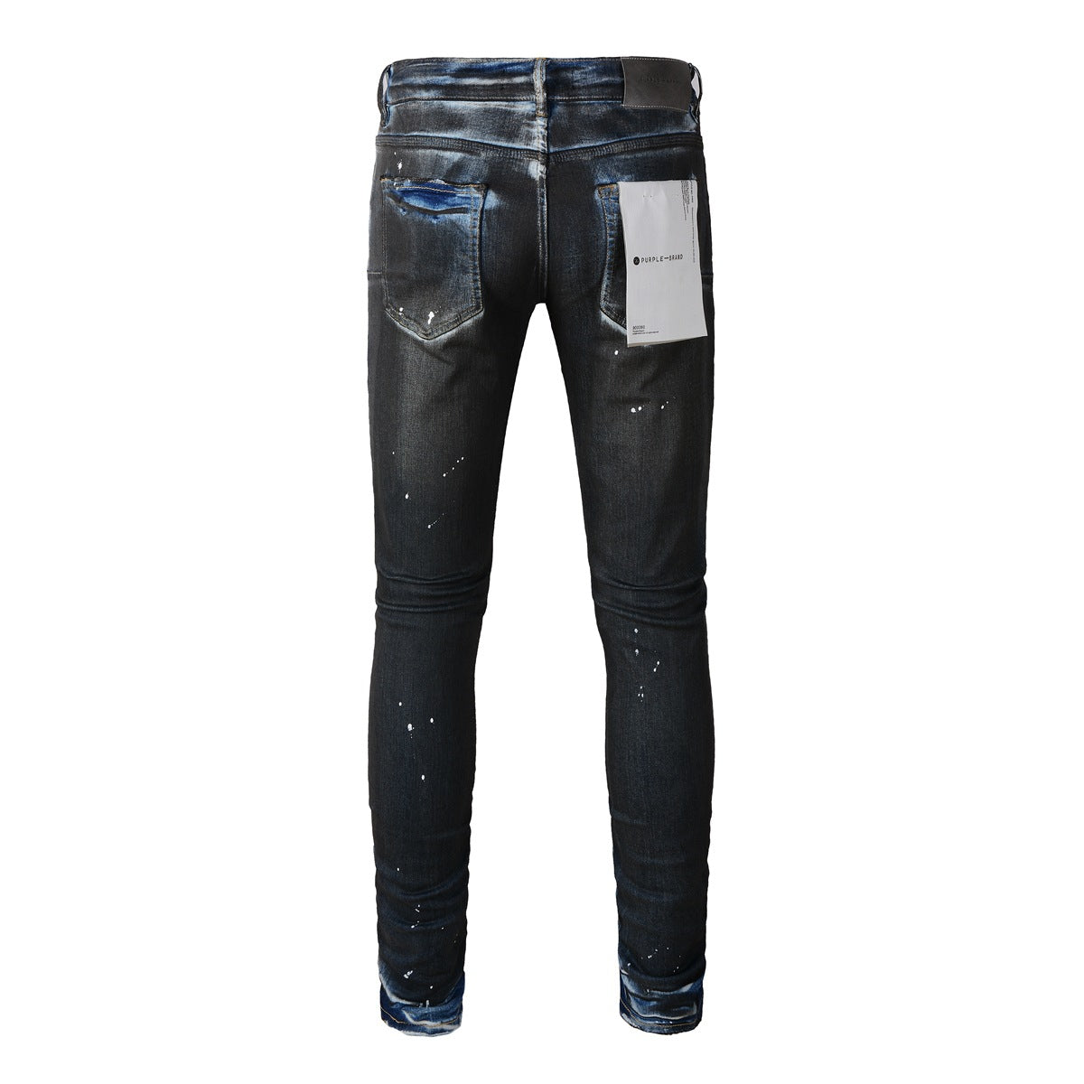 Pantalones vaqueros ajustados morados para hombre con detalle roto, pantalones de motociclista de mezclilla de moda con parches y diseño estampado 