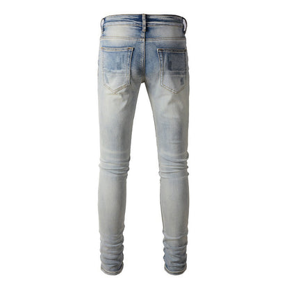 Jean déchiré avec patchs Street Pantalon slim High Street Denim 