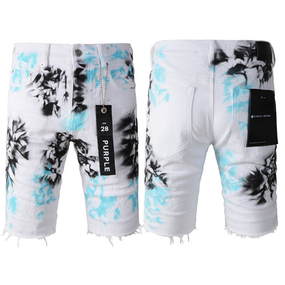 White Tie Dye Printed Jean Shorts 5065 with a Stylish and Unique Design