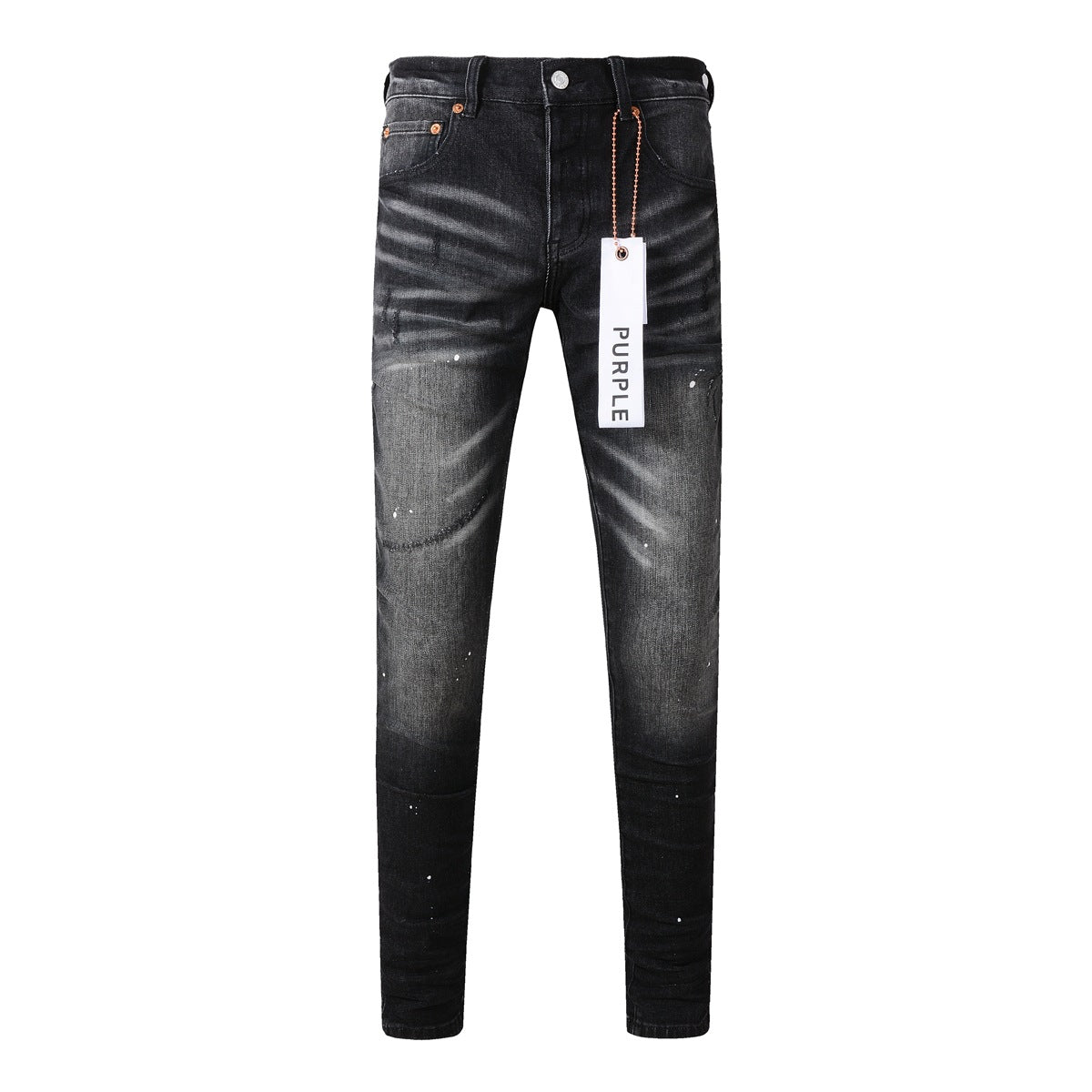 Jeans With High Street Black Paint Distressed 9002 Pants