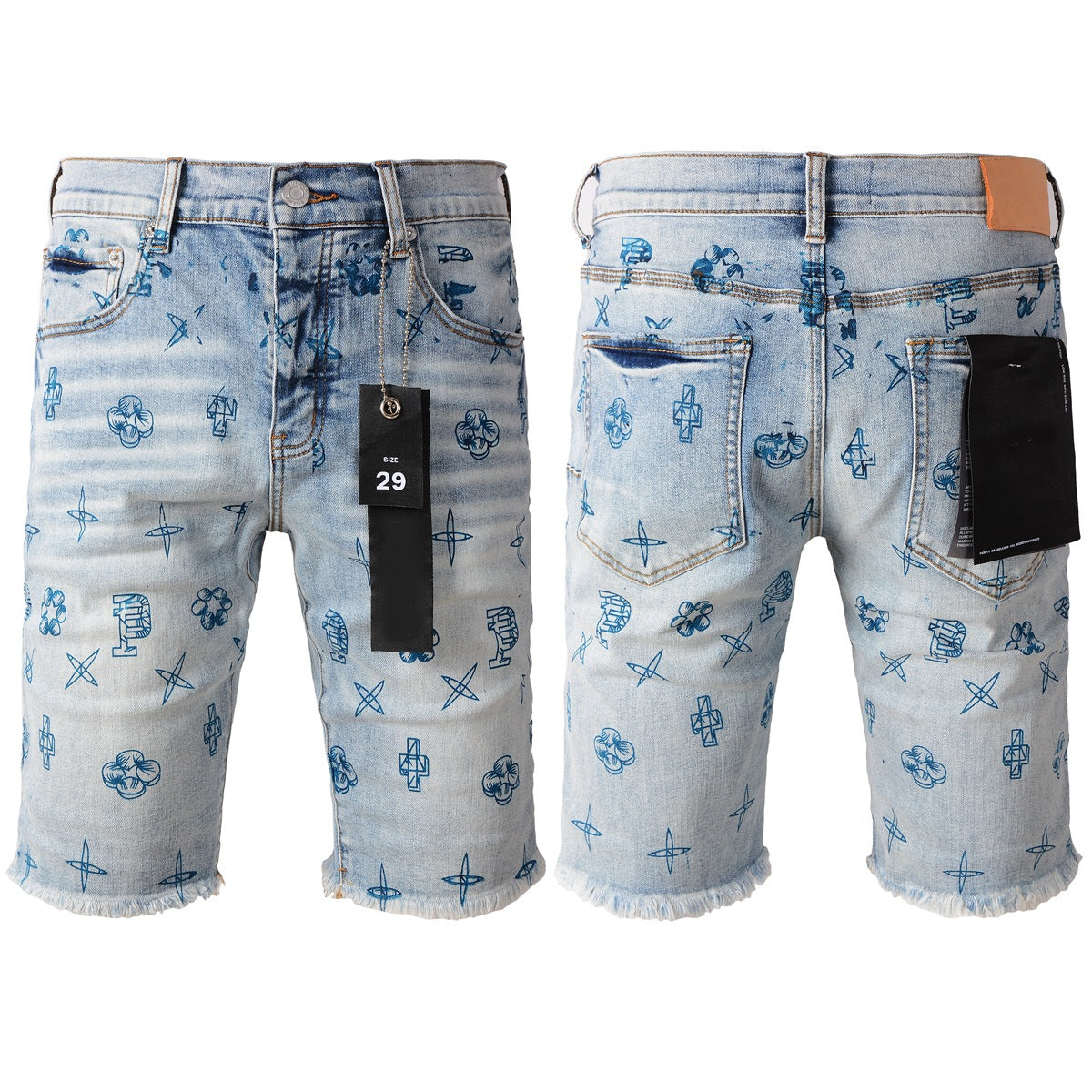 Short en jean bleu 5063 avec imprimé bleu 