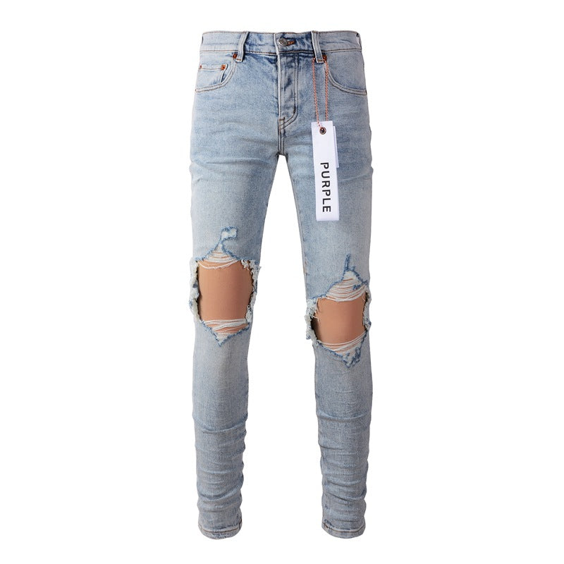 Light Blue Vintage Ripped Jeans