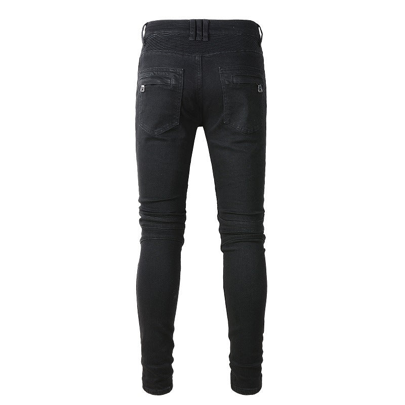 Pantalon slim extensible multi-poches High Street avec plis aux genoux Locomotive Jeans 