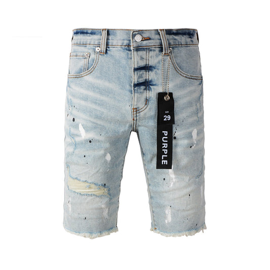 New Jeans Men Splash Ink Vintage Jean Shorts