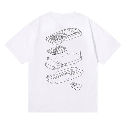 Cross-border New Niche Trendy Brand Trapstar Phone Dotted Line Printed Youth Short-sleeved T-shirt Tide