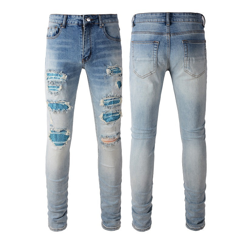 Jeans Blue Diamond Hot Diamond con parches High Street, elásticos y ajustados 