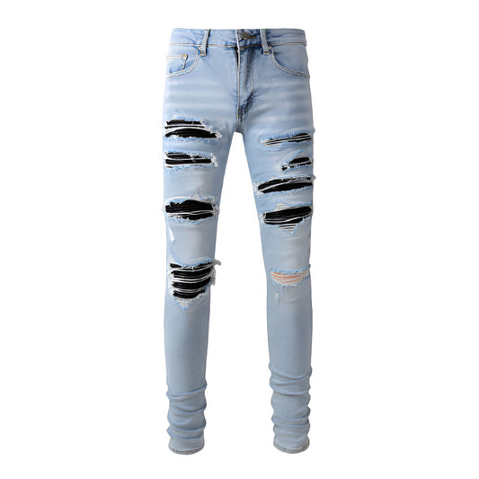 Skinny Biker Jeans for Men Denim, High Quality Slim Fit Straight Leg Trousers