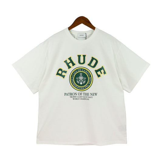 American Retro High Street RHUDE Simple Letter Print Couple Street Loose Casual Versatile Cotton Short-sleeved T-shirt