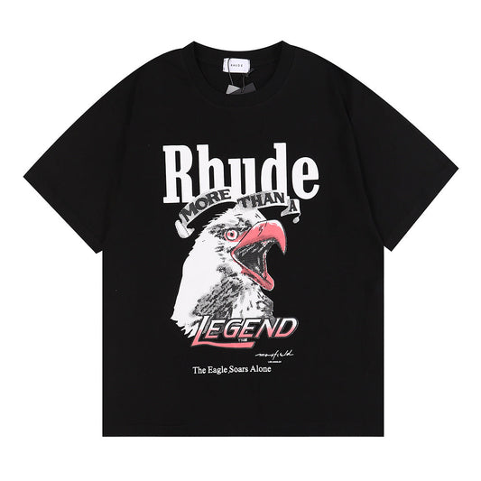 Meichao Summer Los Angeles Rhude Limited Eagle Print Short Sleeve European Edition Fashion Pullover Bottom T-shirt Top