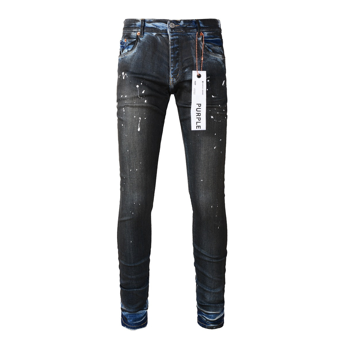 Mens Purple Skinny Jeans with Ripped Detail Fashionable Denim Biker Pants with Patches and Printed Design