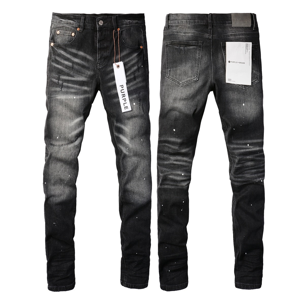 Jeans With High Street Black Paint Distressed 9002 Pants