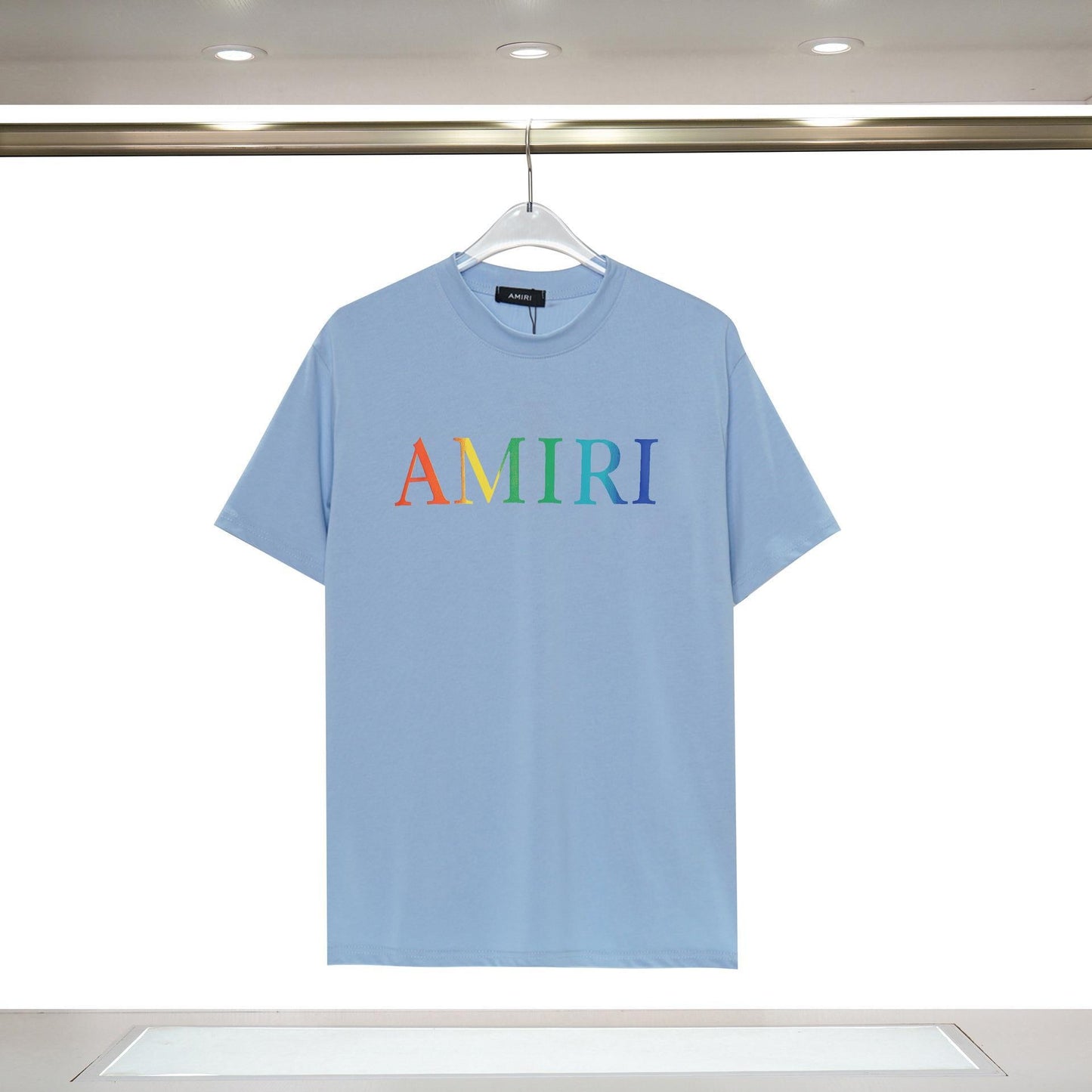 Amiri Short Sleeves, Summer Cross-border Trend AMIRI Color Simple Letter Logo Printing Loose Crew Neck T-shirt