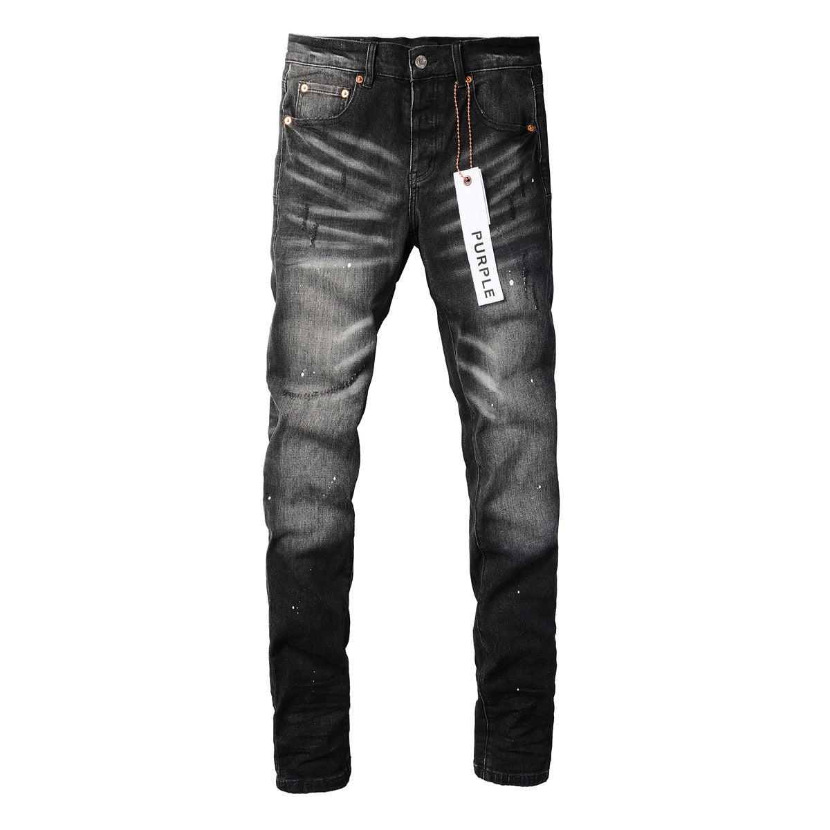 Jeans With High Street Black Paint Distressed 9002 Pants