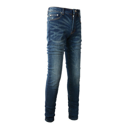 6601 High Street Jeans Jeans azules para hombre Versión coreana 