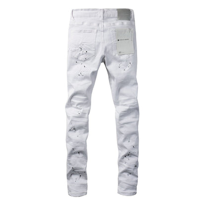 White Ink Spot Vintage Ripped Jeans