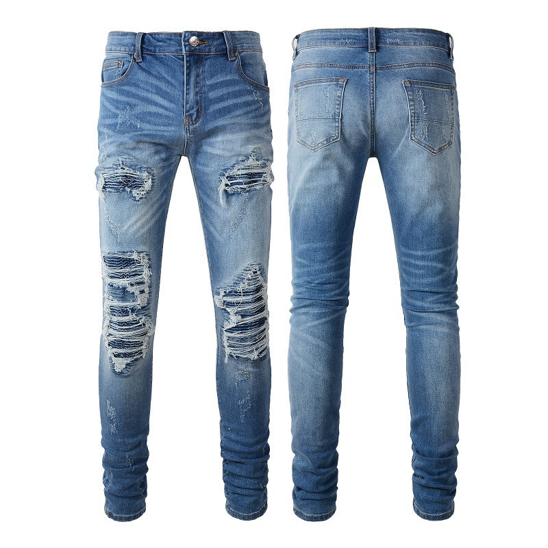 Jeans High Street pour hommes, jeans déchirés, version coréenne #6513 